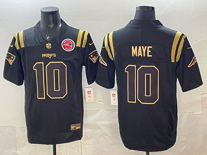 Men 2026 New England Patriots #10 Maye Black gold 3th generations Nike Limited NFL Jersey style 003->new england patriots->NFL Jersey
